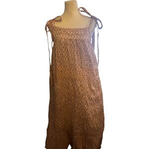 Loeffler Randall Boho Maxi Dress Pink Orange Print Tie Shoulder Size M